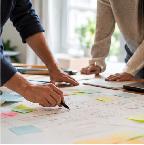 Project planning with sticky notes